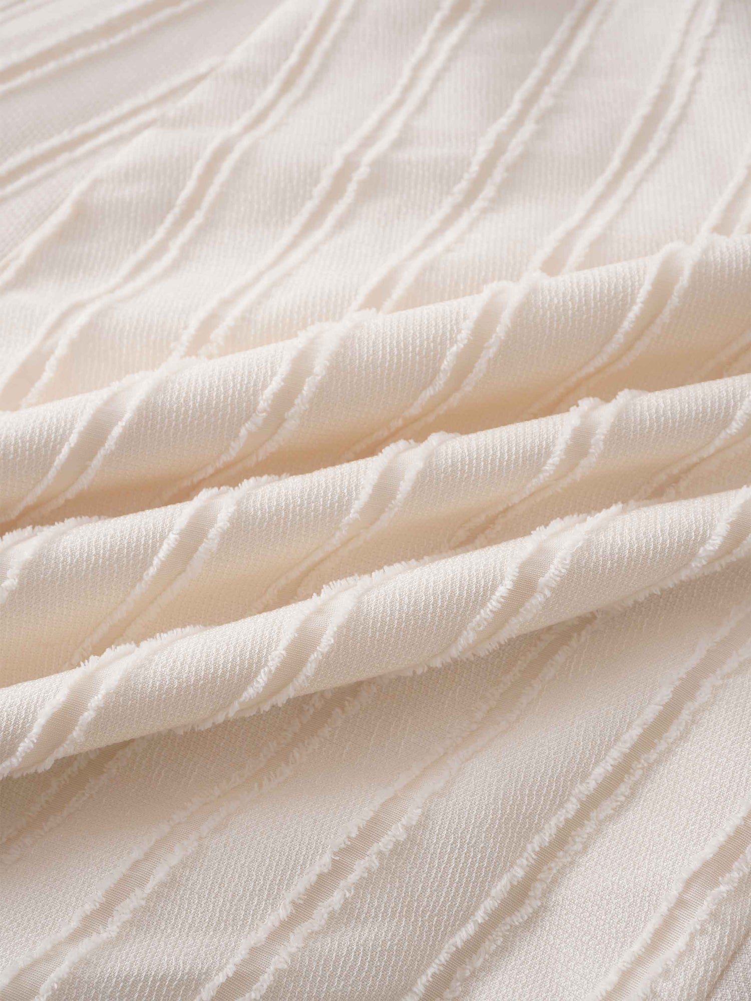 A Line Shirtdress-Fringe Stripe Ivory