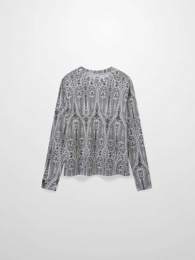 Basic Printed T-shirt-Paisley Vines Black