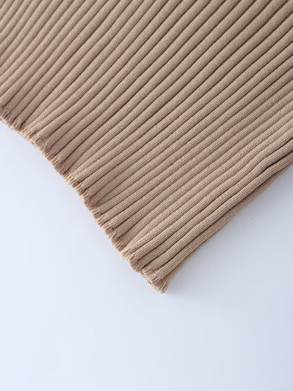 RIBBED WAISTED SWEATER-TAN