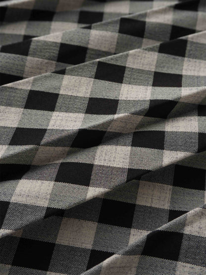 Printed Pleated Skirt-Tan/Black Gingham