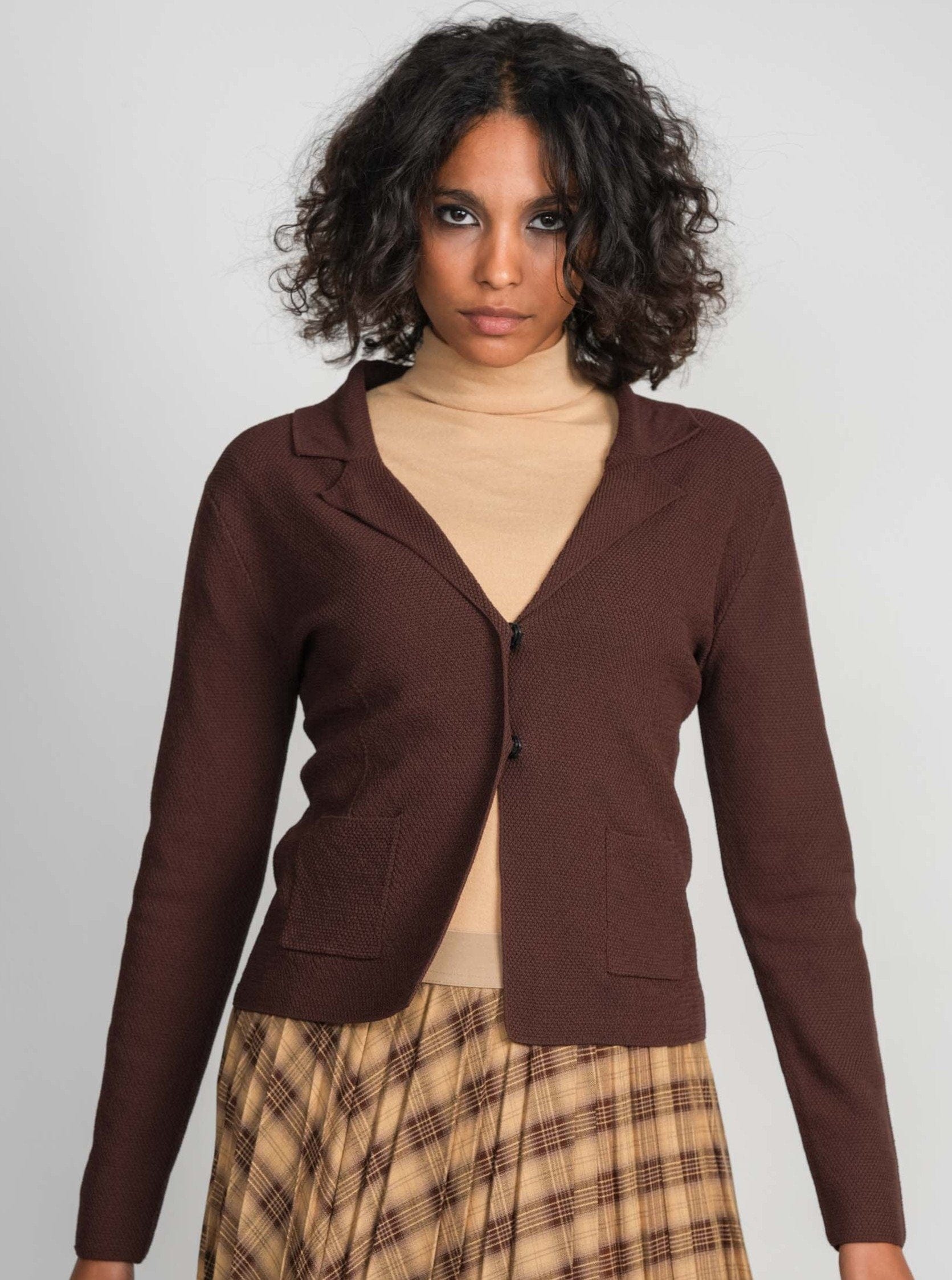 KNIT BLAZER-CHOCOLATE