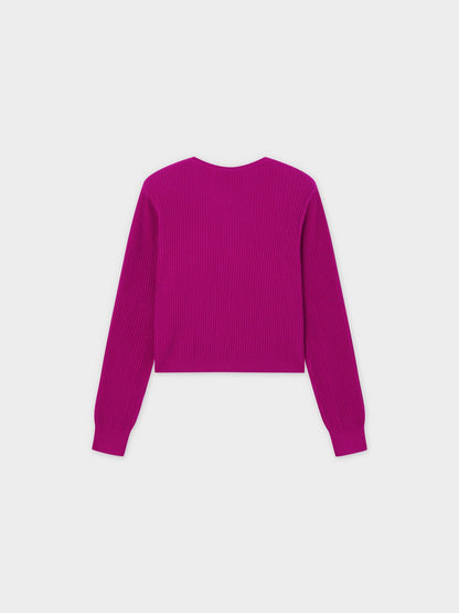Button Down Ribbed Cardigan-Fuchsia Pink