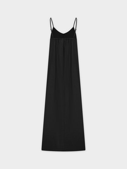 Linen Slip Dress-Black