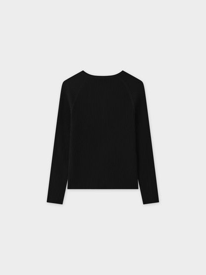 Ribbed Knit Cardigan-Black