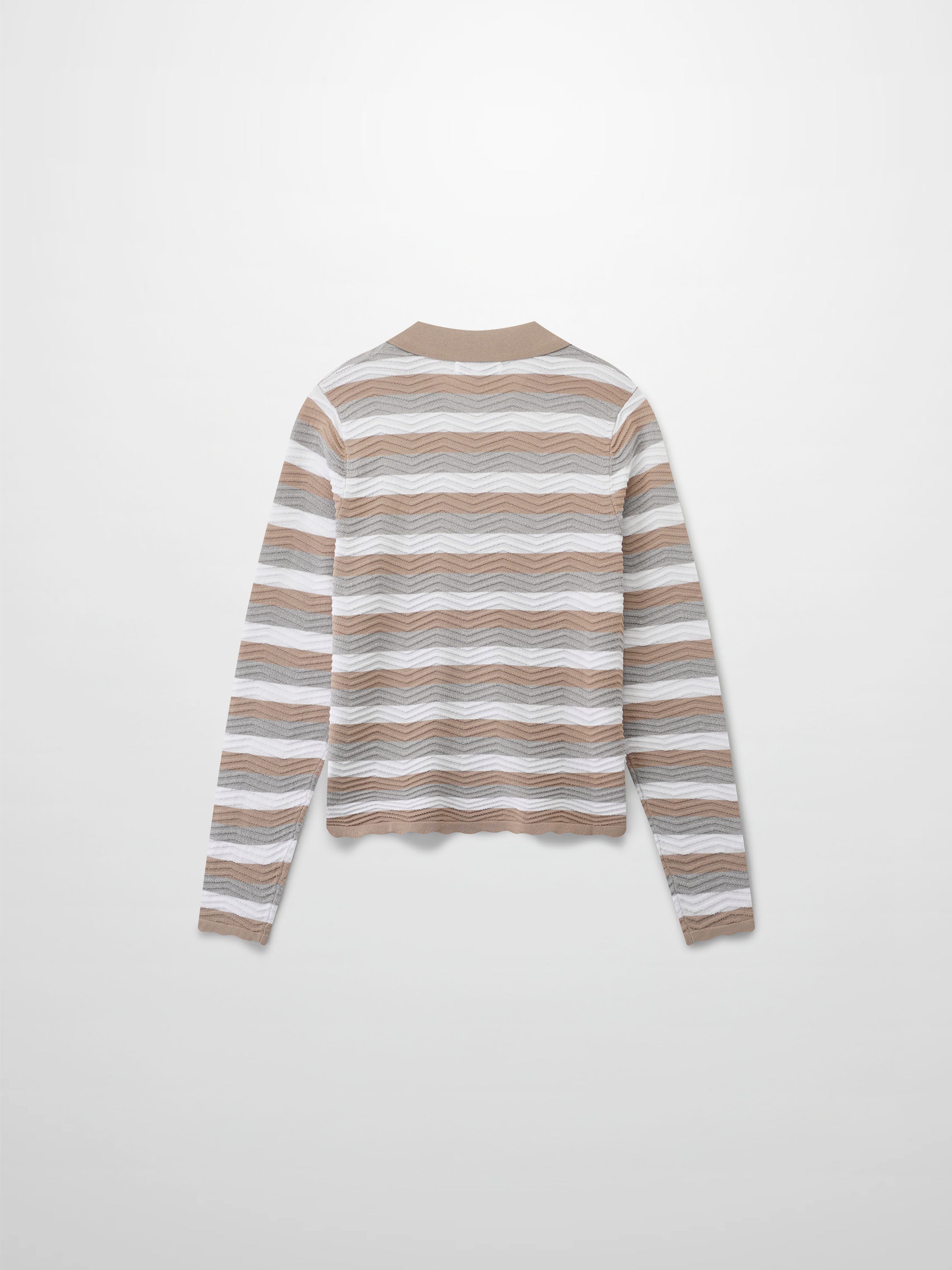 Scallop Edge Collar Sweater-Tan/White/Grey