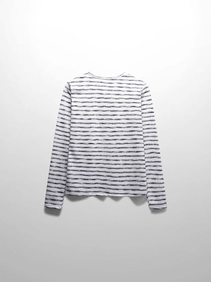 Multi Striped Ribbed Crew-Space Dye Black