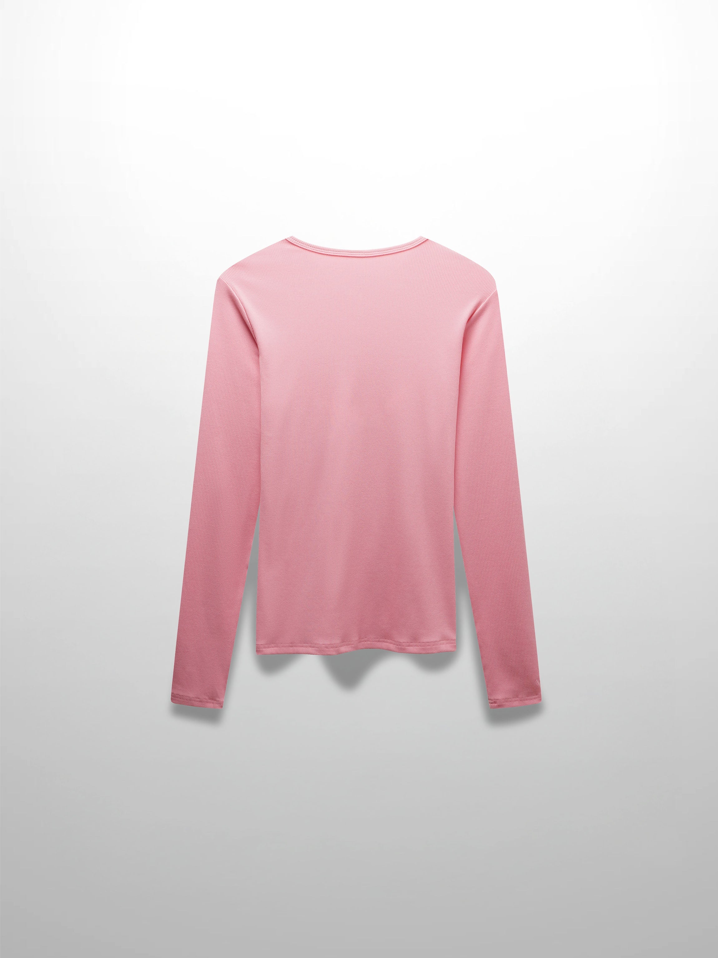 RIBBED HIGH V TEE LS-SO PINK