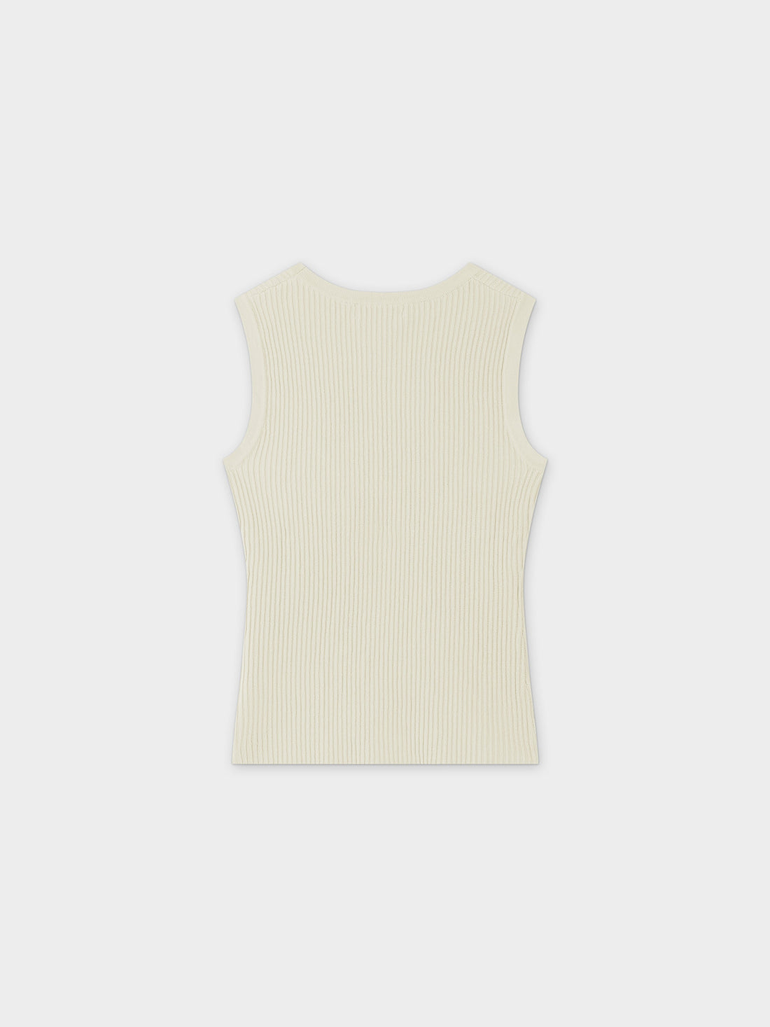 Sleeveless Ribbed Crew-Ivory