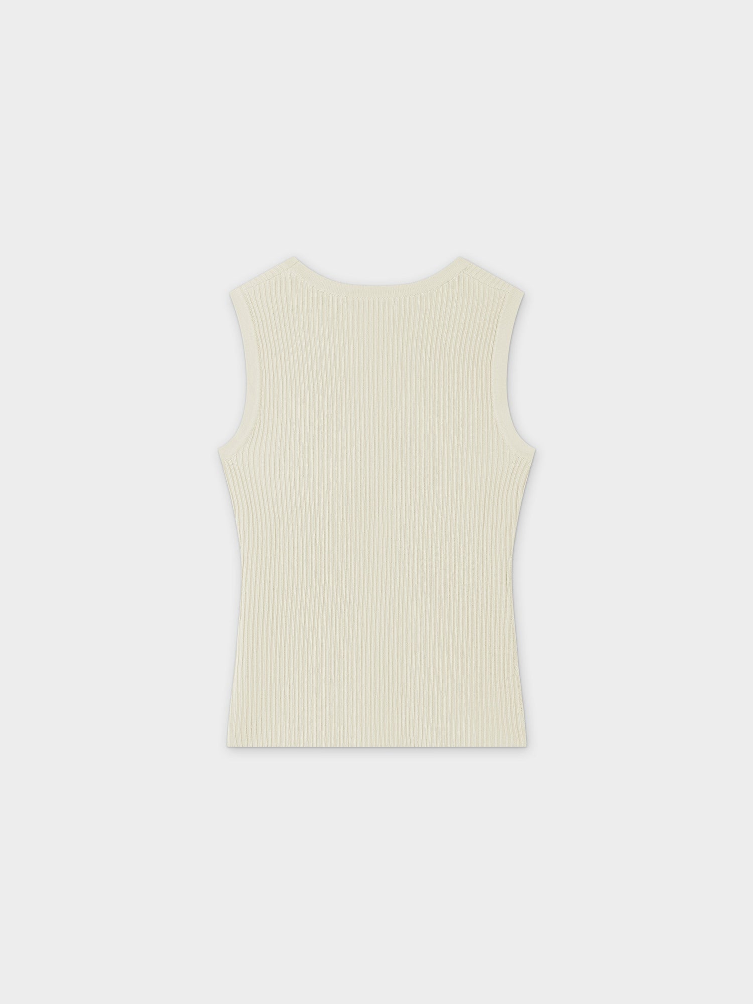 Sleeveless Ribbed Crew-Ivory