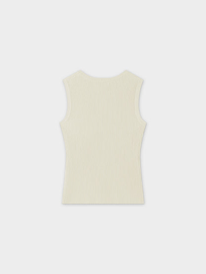Sleeveless Ribbed Crew-Ivory