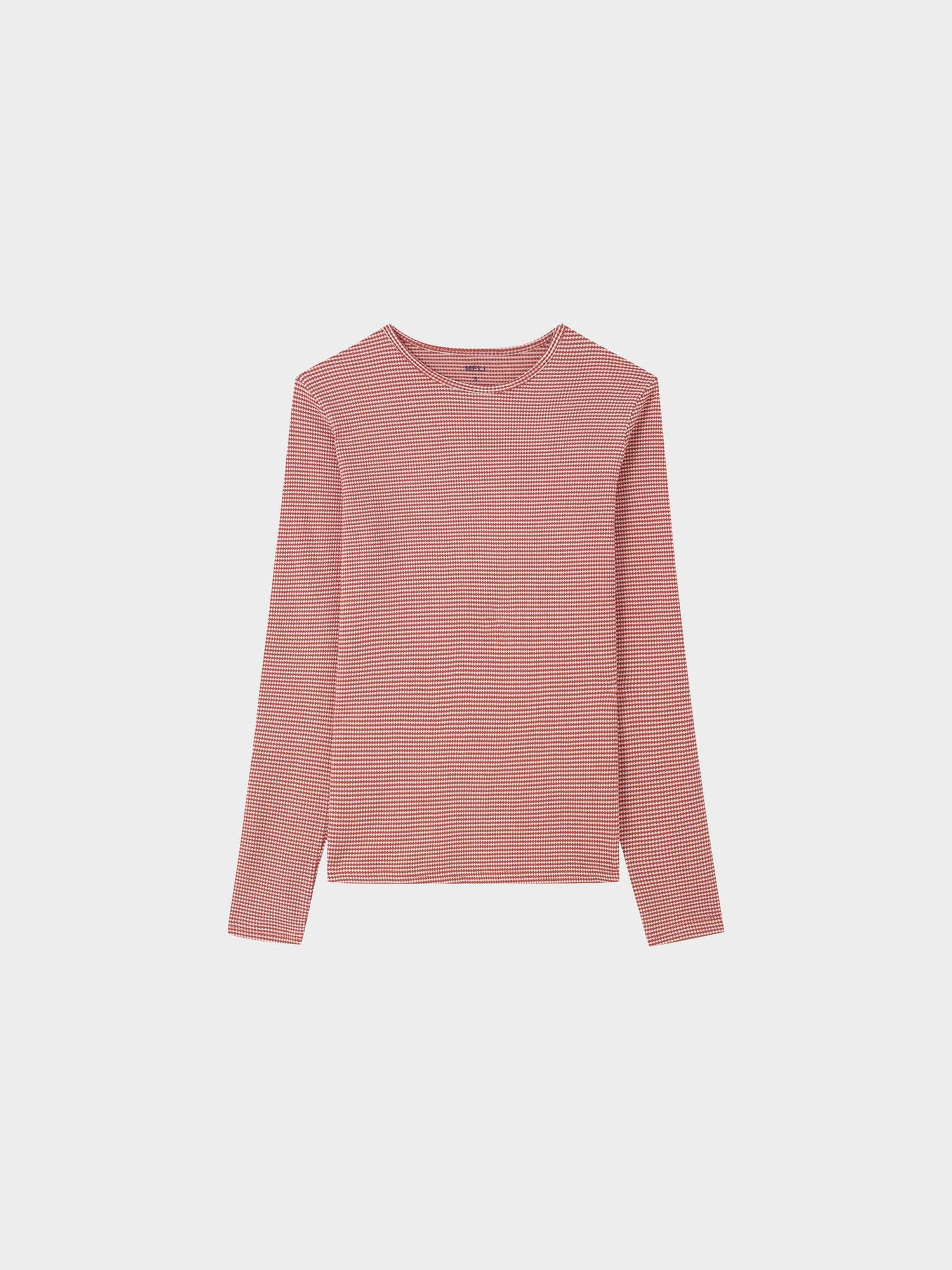 Waffle Striped Crew Tee-Cream/Berry/Lilac