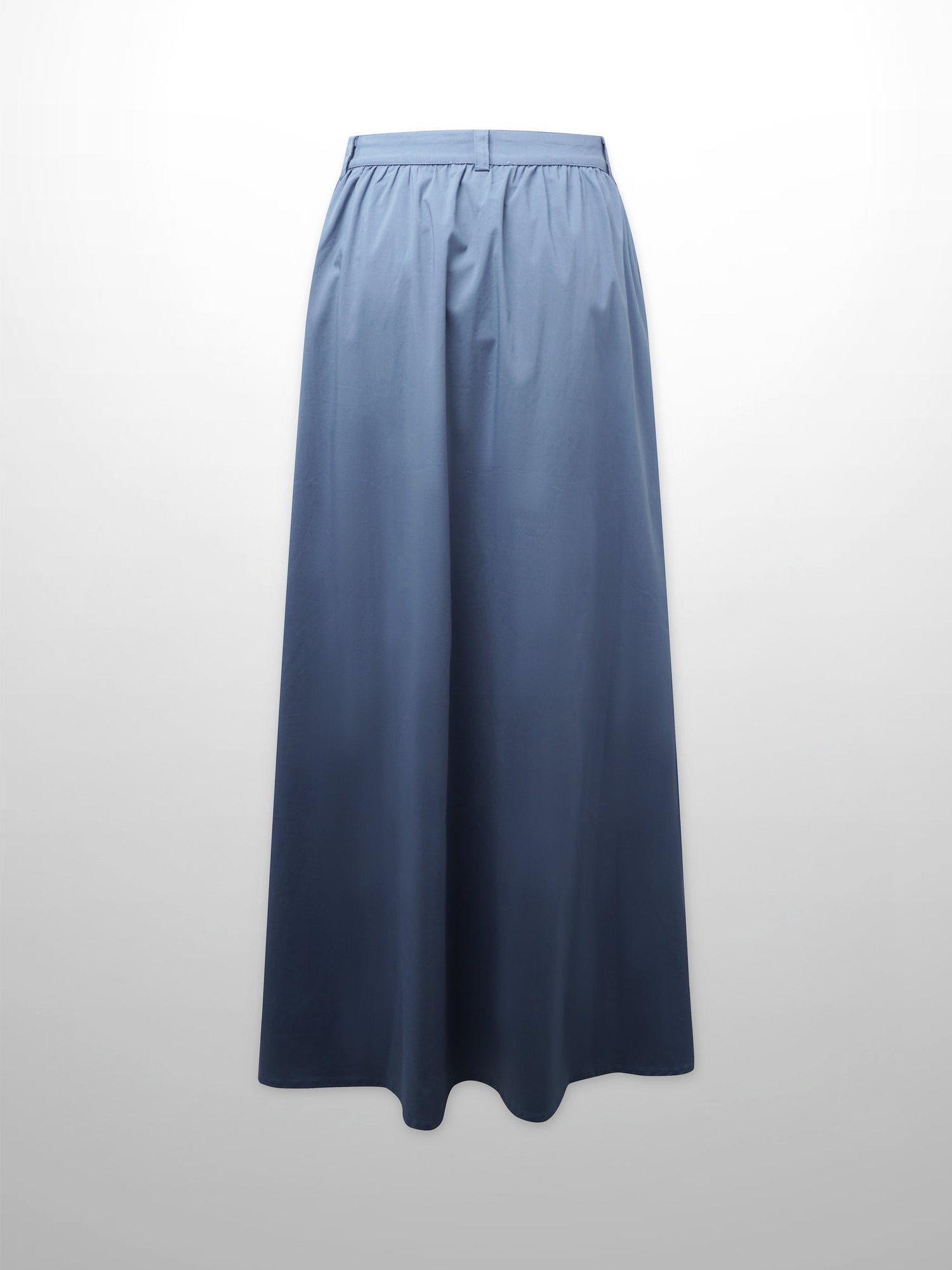 Button Down Cotton Blend Skirt-Denim Blue
