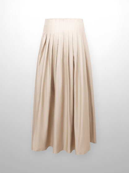 Full Pleated Skirt-Tan