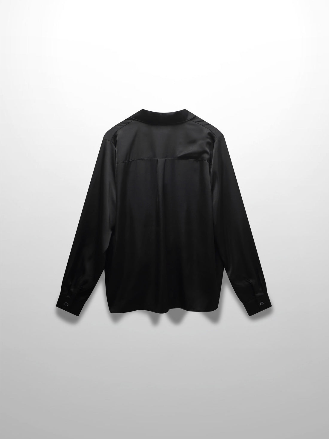 High/Low Faux Satin Crossover Top-Black