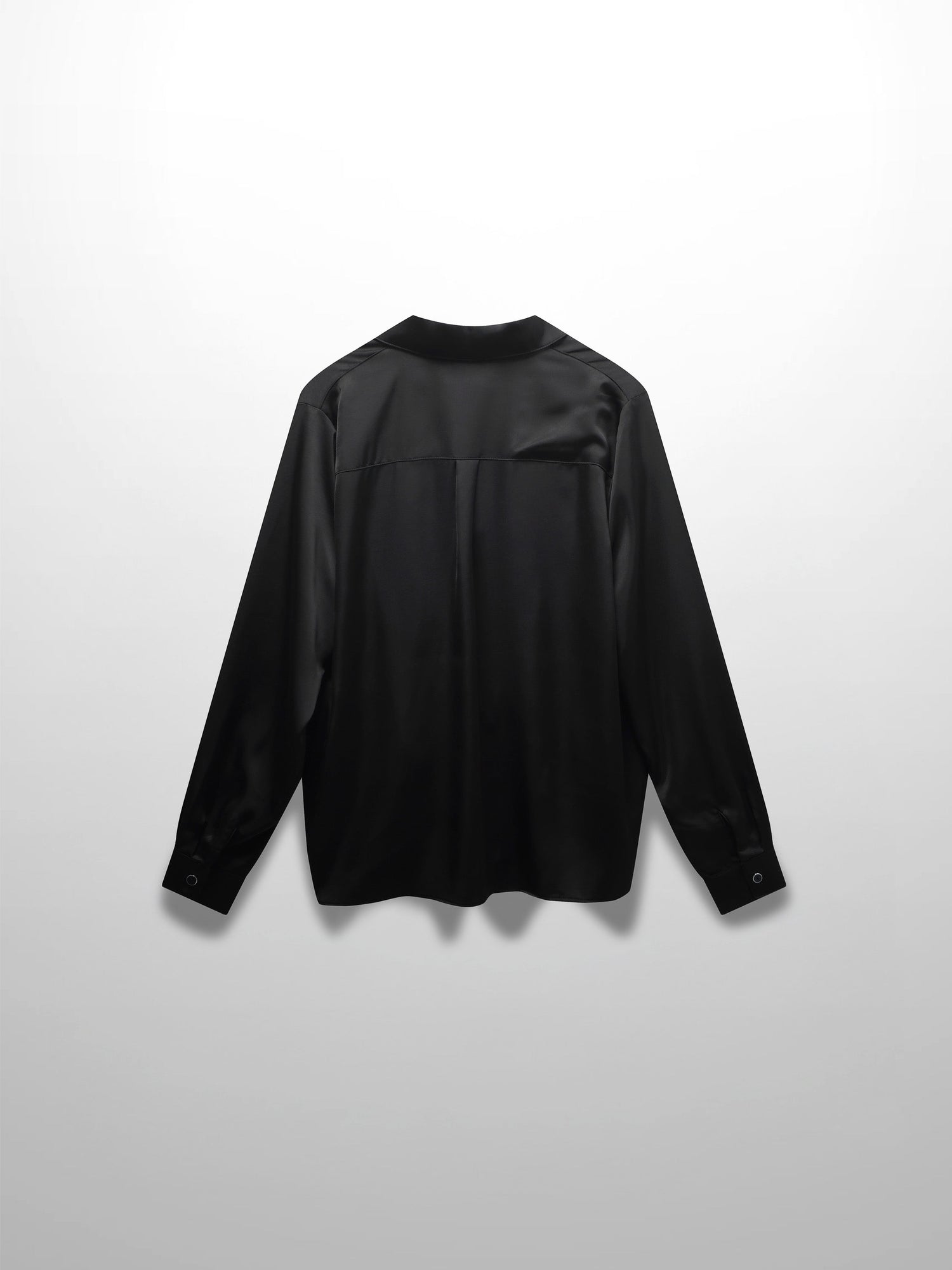 High/Low Faux Satin Crossover Top-Black