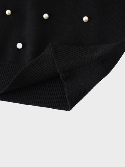 Pearl Embellished Sweater-Black