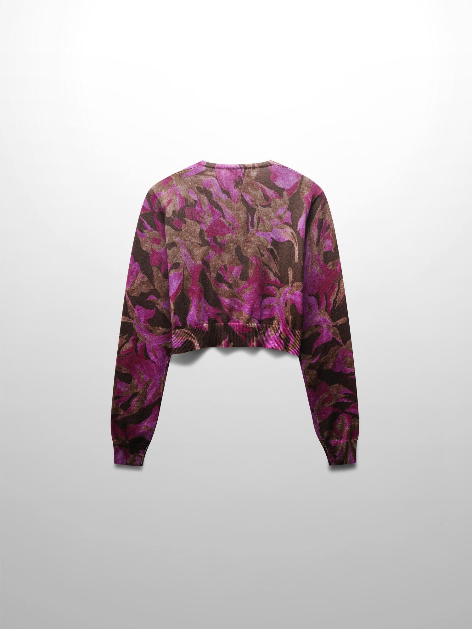 Printed Cardigan-Brown/Pink Floral