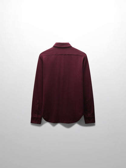 Button Down T-Shirt Blouse-Burgundy