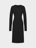 CREW NECK POCKET TEE DRESS 52"-BLACK