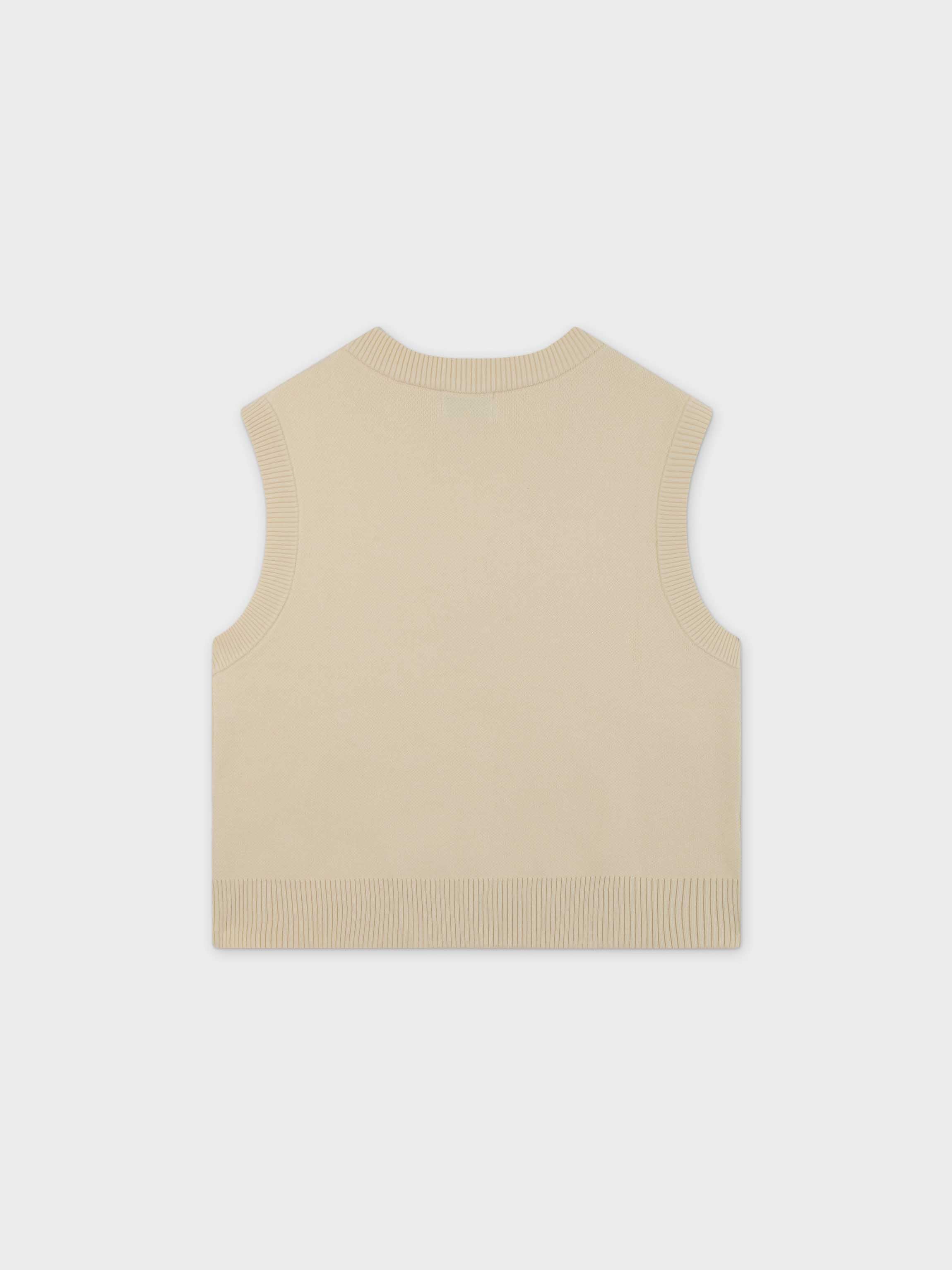 V-Neck Knit Vest-Ivory