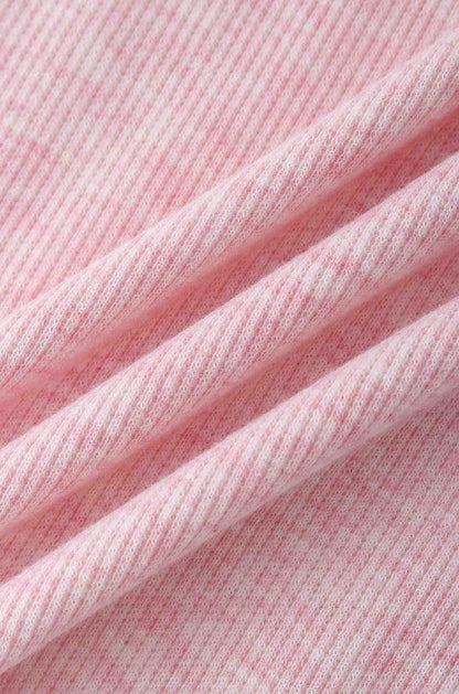 Ribbed Collar T-Shirt-Dusty Rose