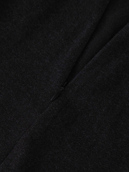 Pin Closure Wrap Skirt-Black