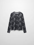 Basic Printed T-shirt-Grey Floral