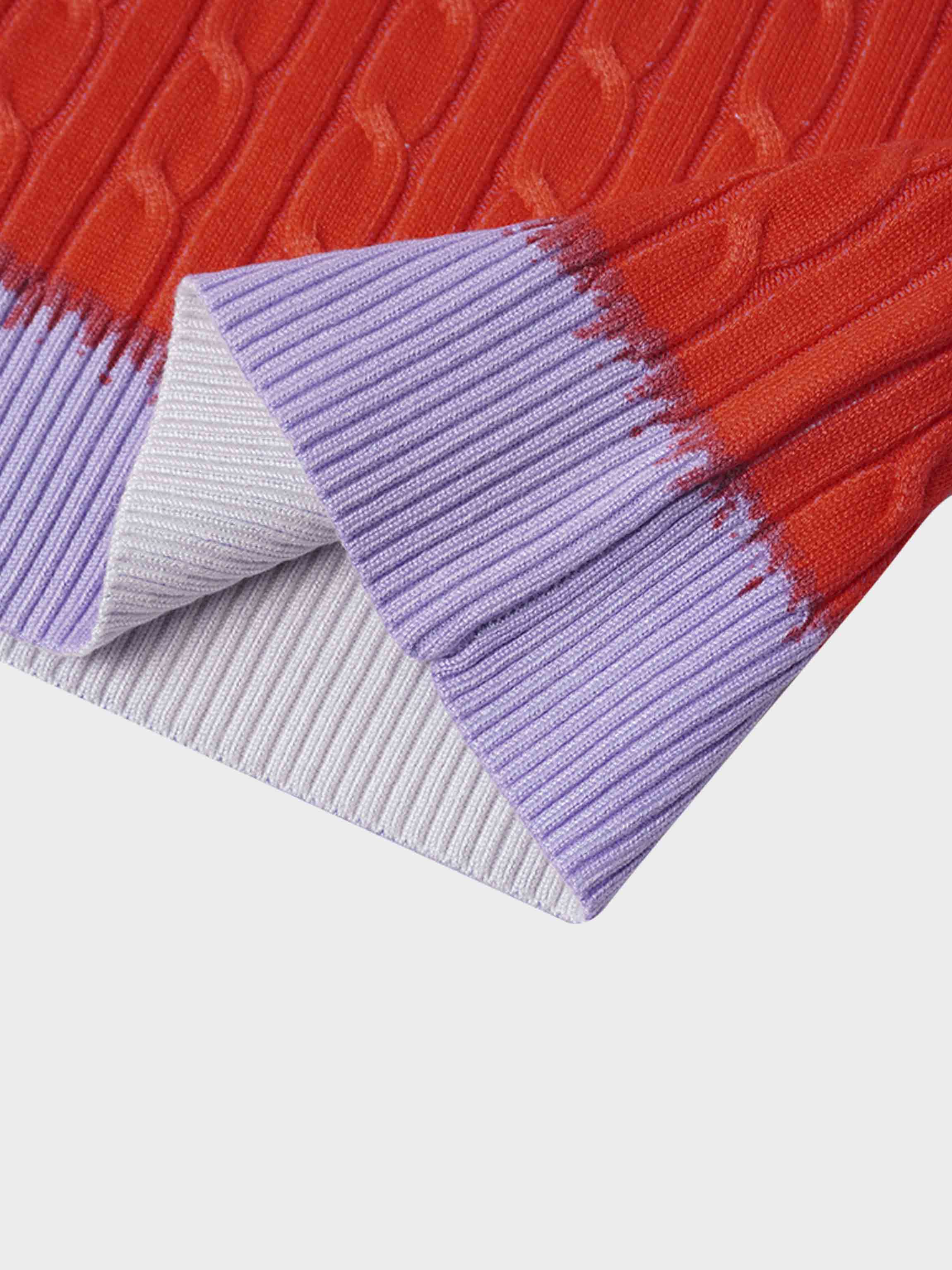 Printed Cable Knit Sweater- Striped Ombre