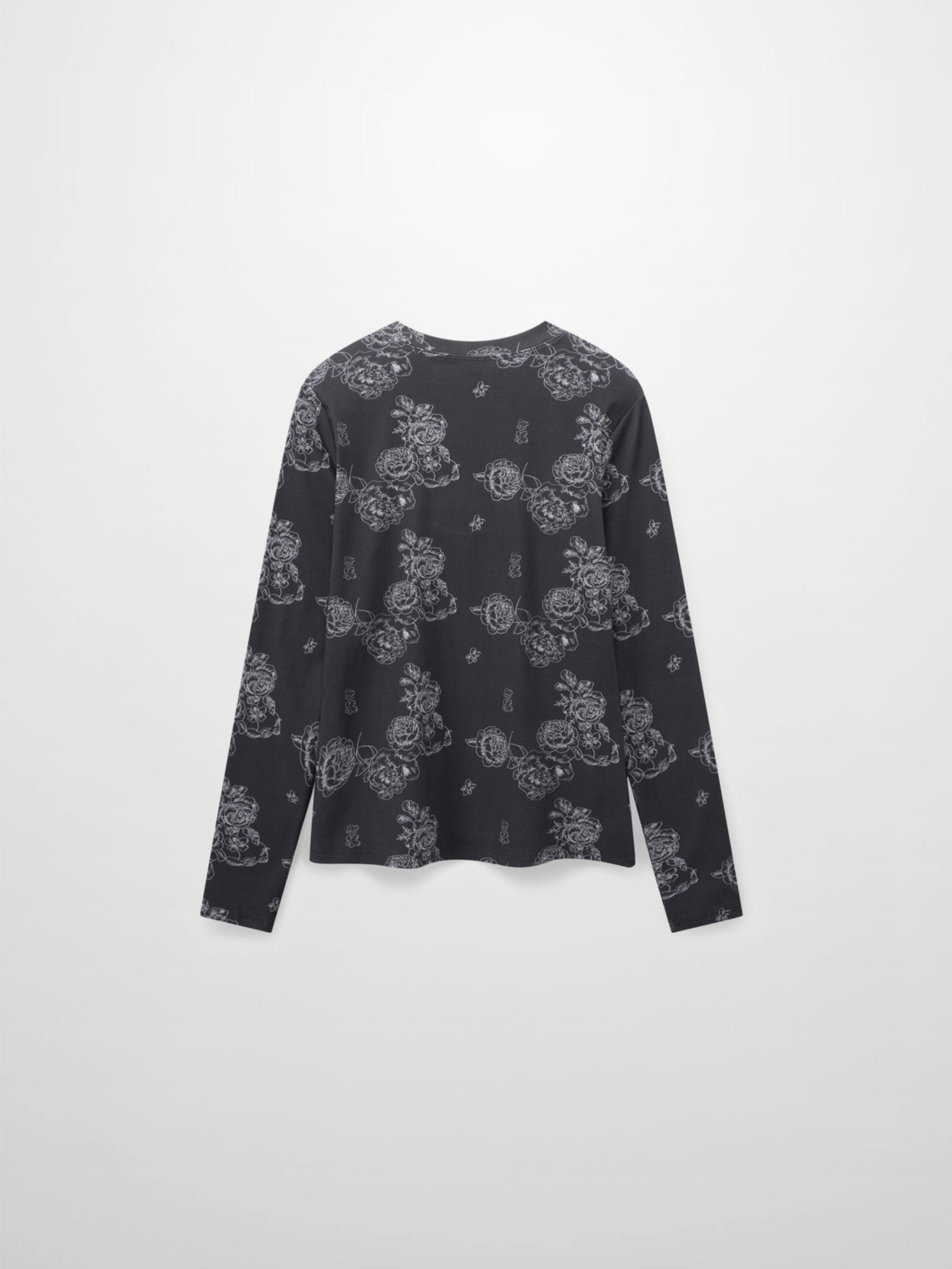 Basic Printed T-shirt-Grey Floral
