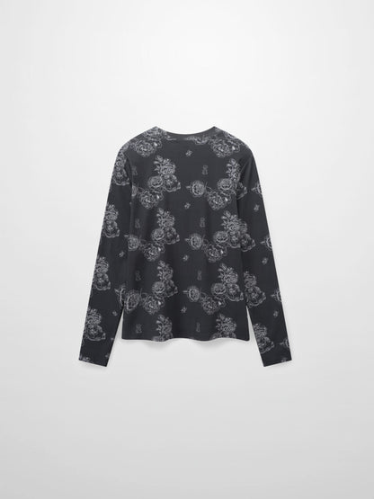 Basic Printed T-shirt-Grey Floral
