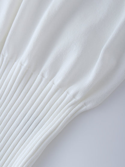 RIBBED WAISTED SWEATER-WHITE