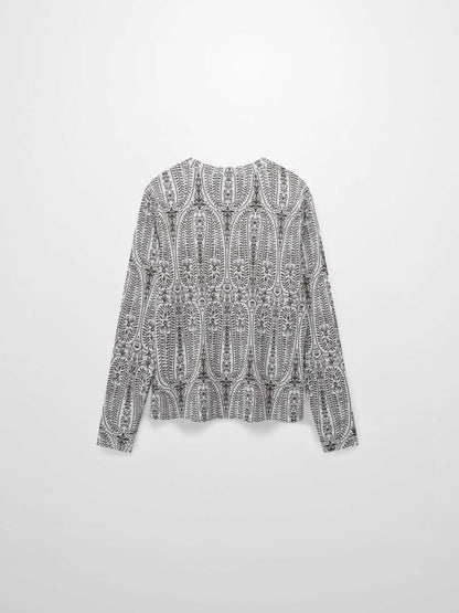 Basic Printed T-shirt-Paisley Vines Brown