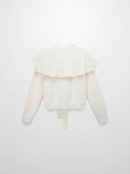 Mohair Shawl Collar Cardigan-Cream
