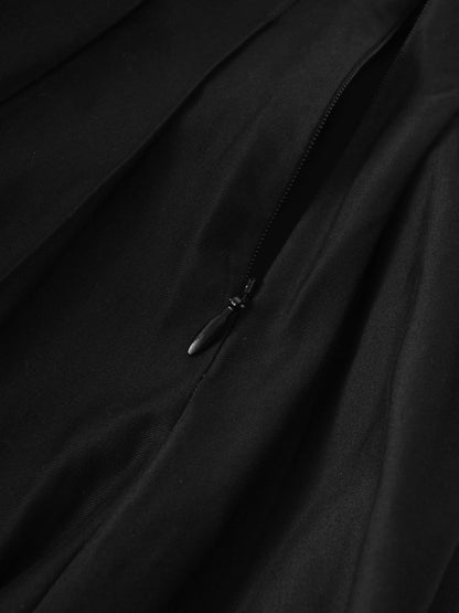 Full Pleated Skirt-Black