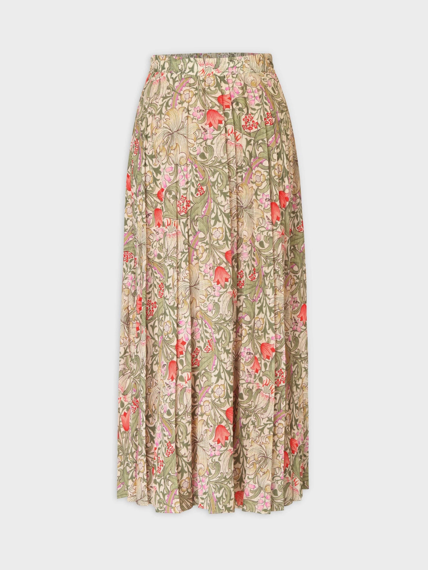 Covered Band Pleated Skirt 37&quot;-Antique Floral