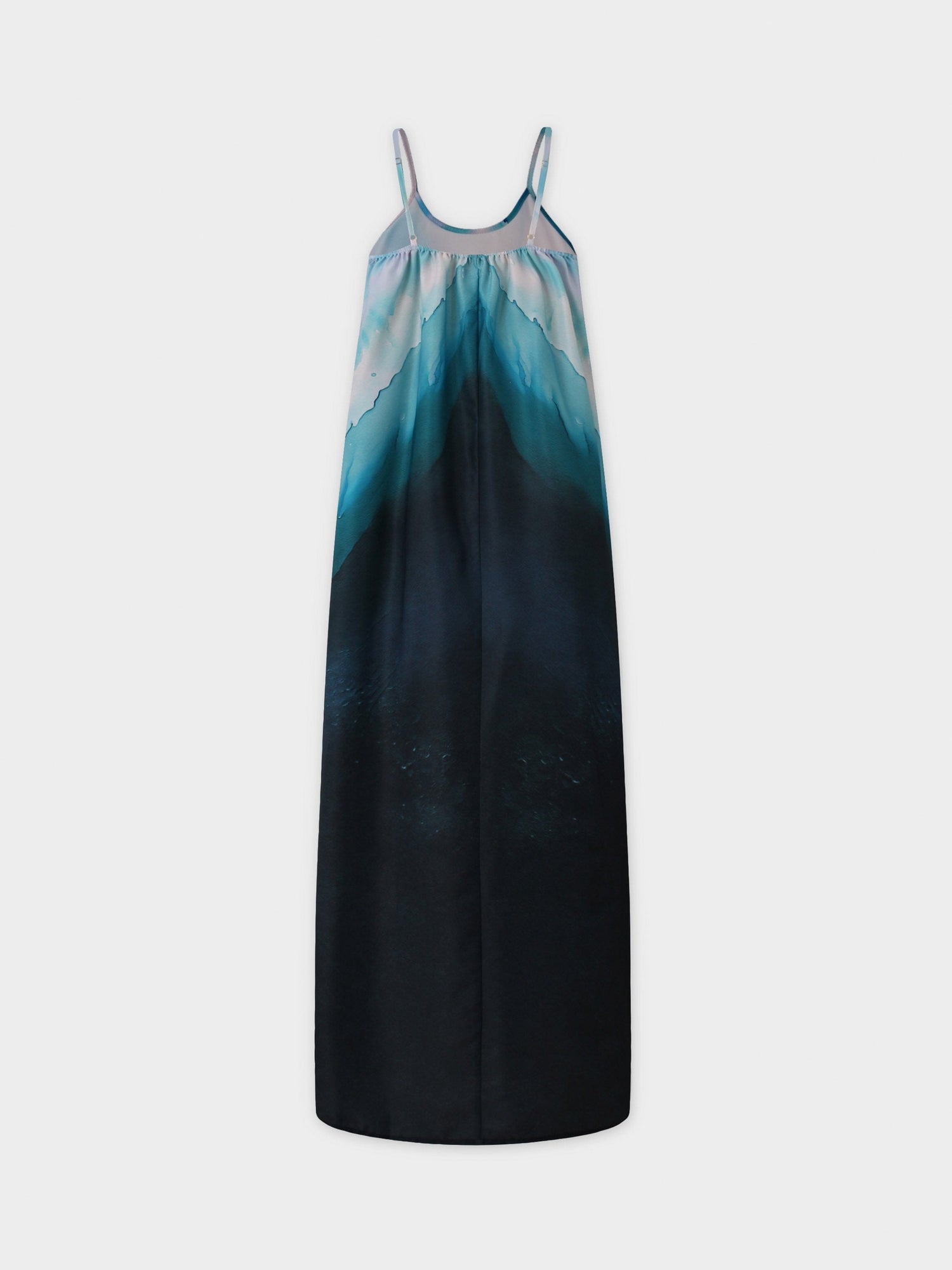 Printed Crew Neck Slip Dress-Blue Ombre 4X / HA713 Printed Crew Neck Slip Dress-Blue Ombre 4X / HA713