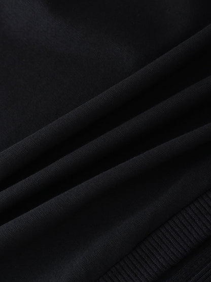 CREW NECK POCKET TEE DRESS 52"-BLACK