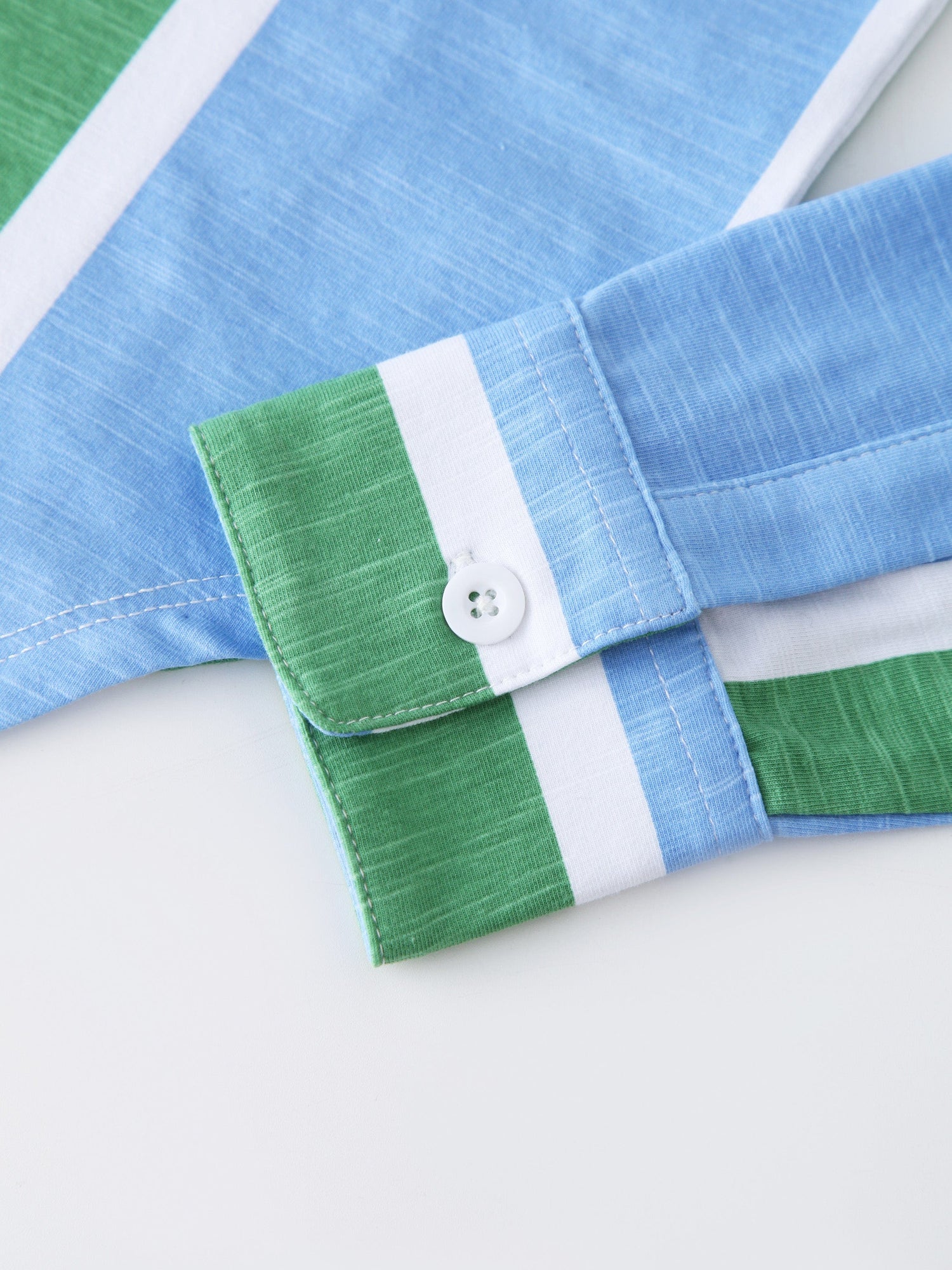 Blouse T-shirt-Green/Blue Stripe