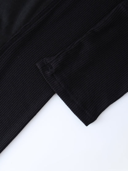 CREW NECK POCKET TEE DRESS 52"-BLACK