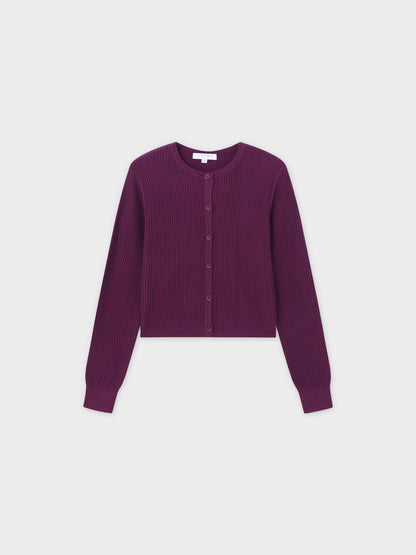 Button Down Ribbed Cardigan-Wine
