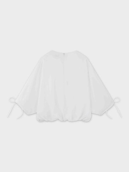 Textured Bubble Top-White
