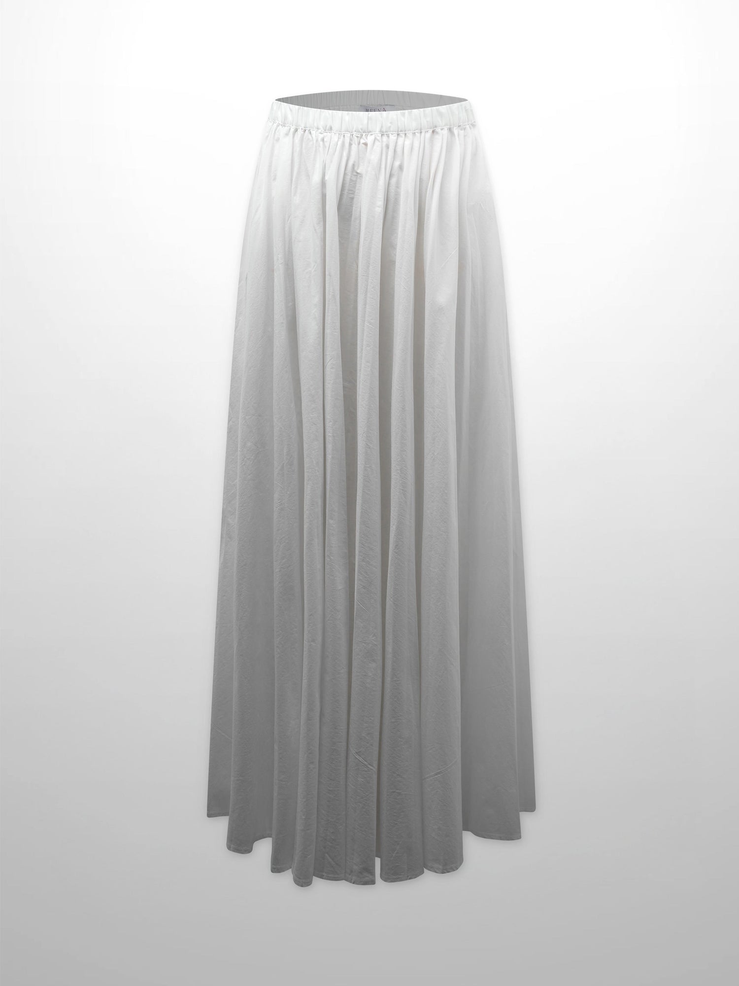 Micro Pleat Elastic Waist Skirt-White