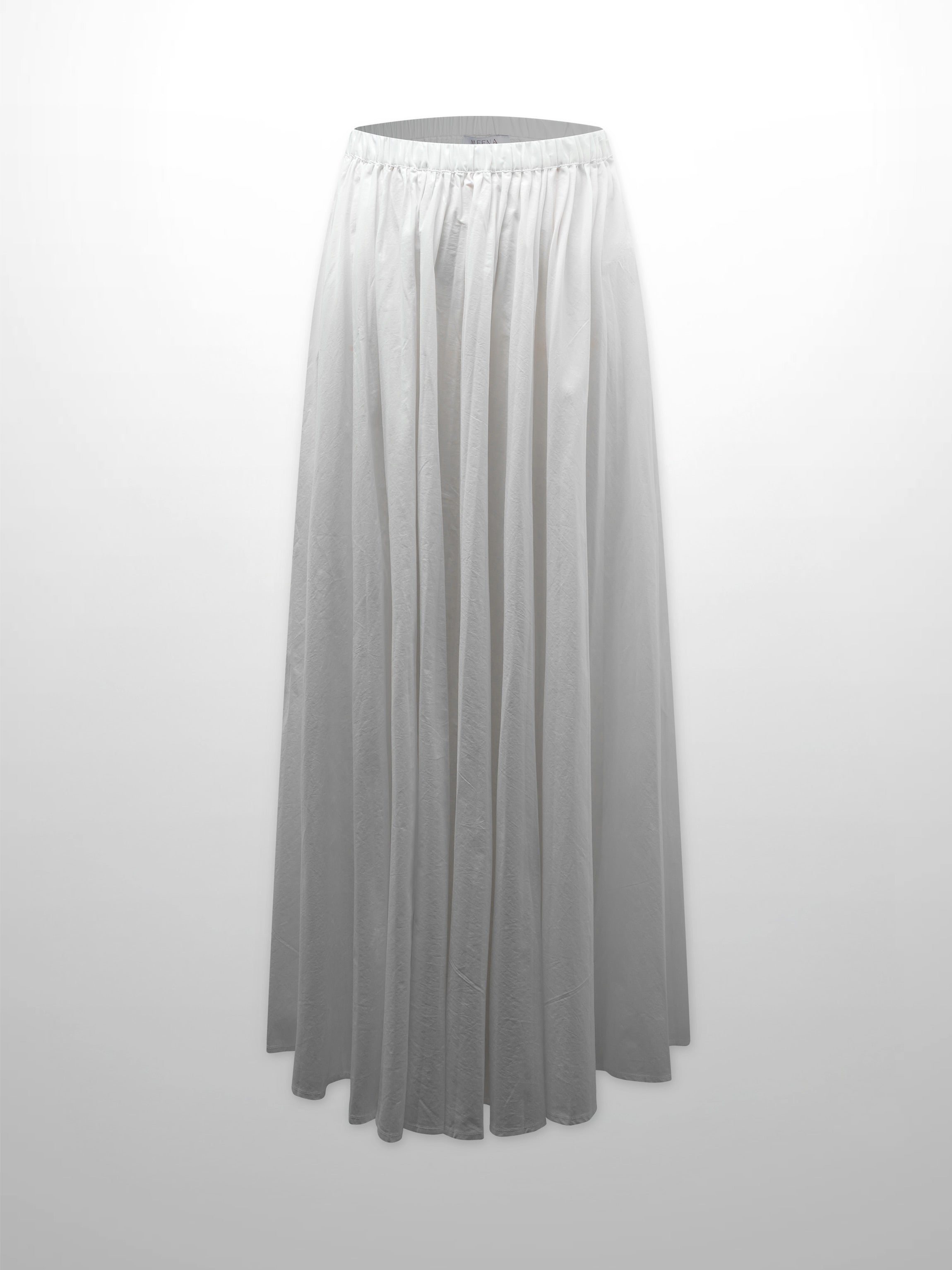 Micro Pleat Elastic Waist Skirt-White
