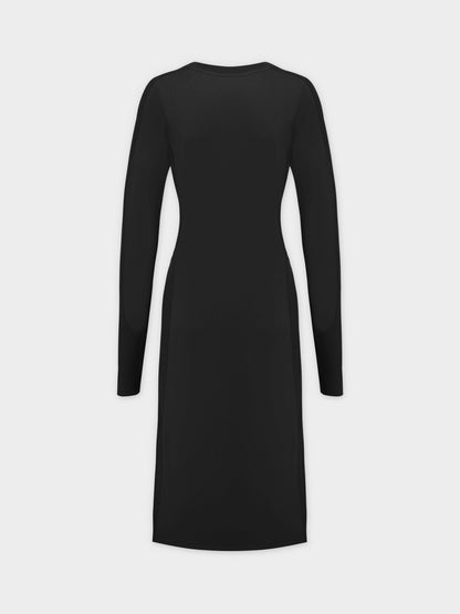CREW NECK POCKET TEE DRESS 52"-BLACK