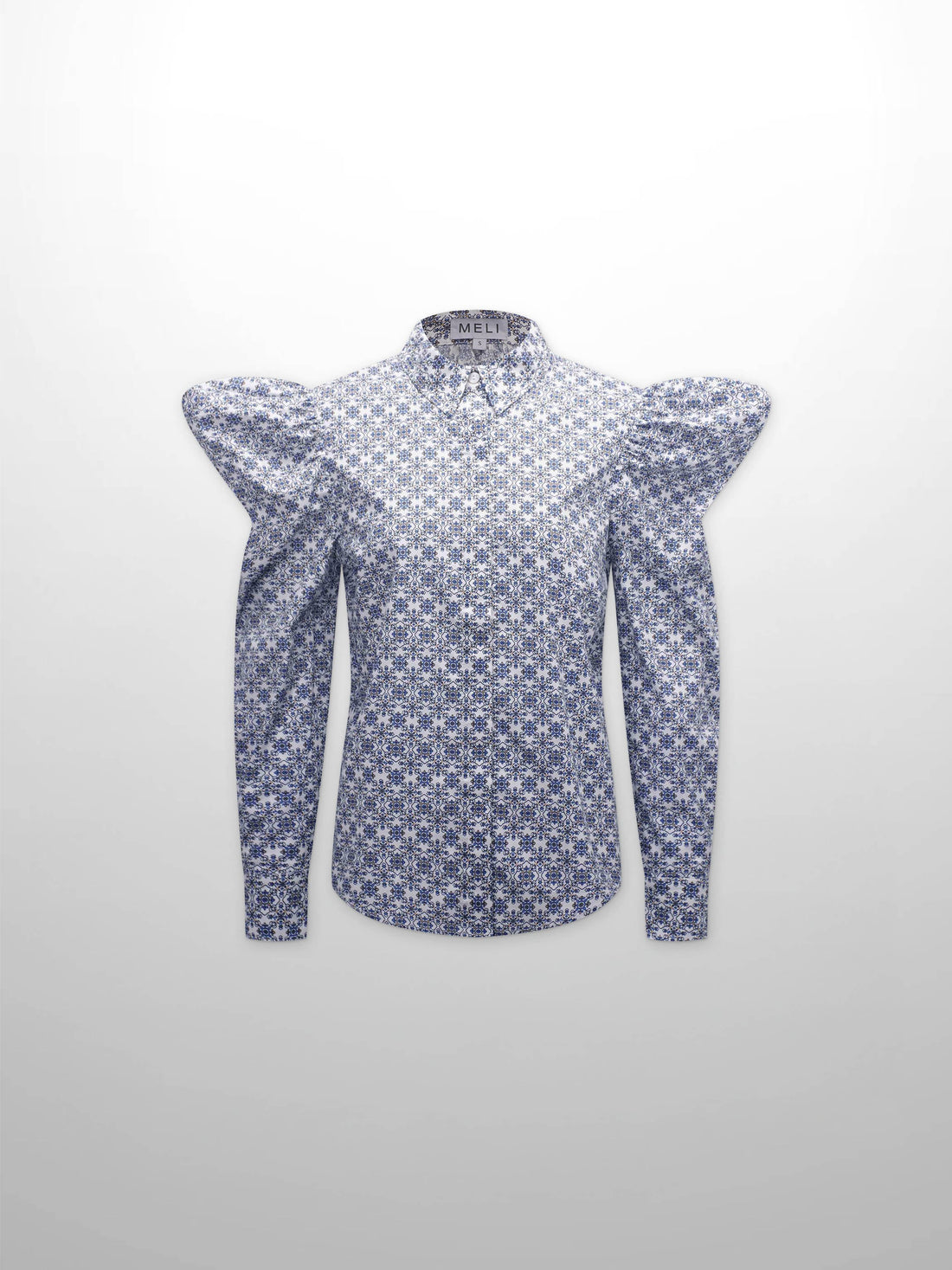 Puff Sleeve Blouse-Grecian Damask