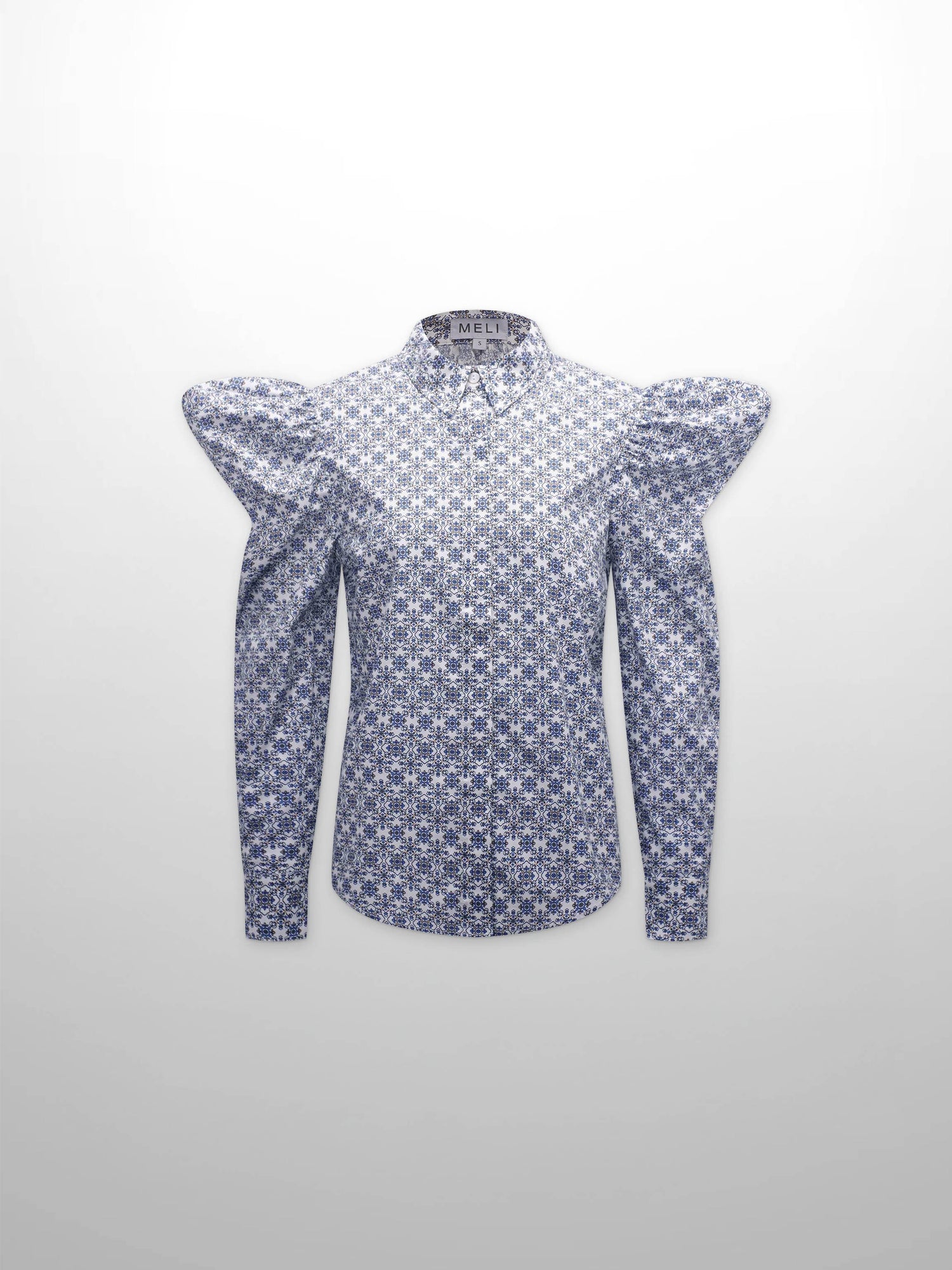 Puff Sleeve Blouse-Grecian Damask