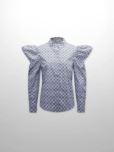 Puff Sleeve Blouse-Grecian Damask