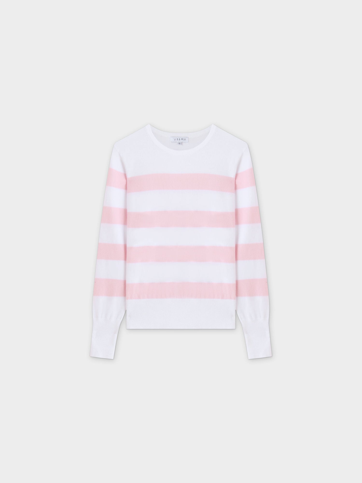 Striped Cotton Sweater-Light Pink