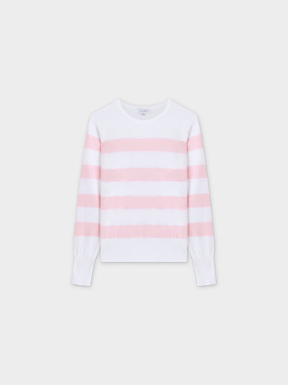 Striped Cotton Sweater-Light Pink