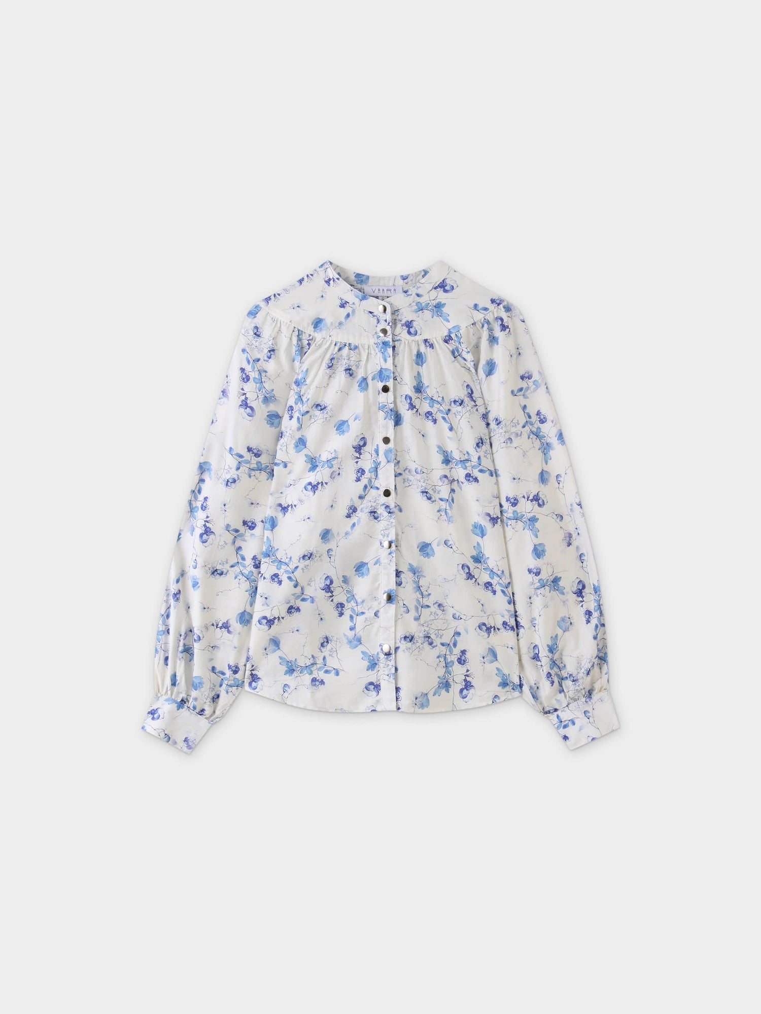 Gathered Top Blouse-Blue Floral